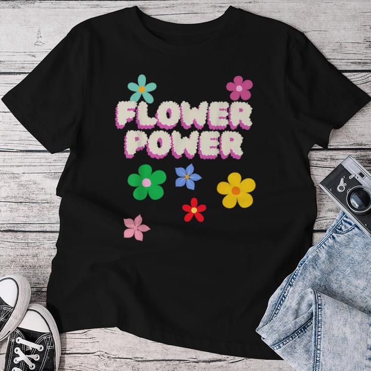 Hippie Costume 60S 70S Flower Power Süßes Groovy 70Er 60Er Jahre Party Schwarz Geblümt Crew-Ausschnitt S Erwachsene Party Retro Flower T-shirt Frauen Lustige Geschenke