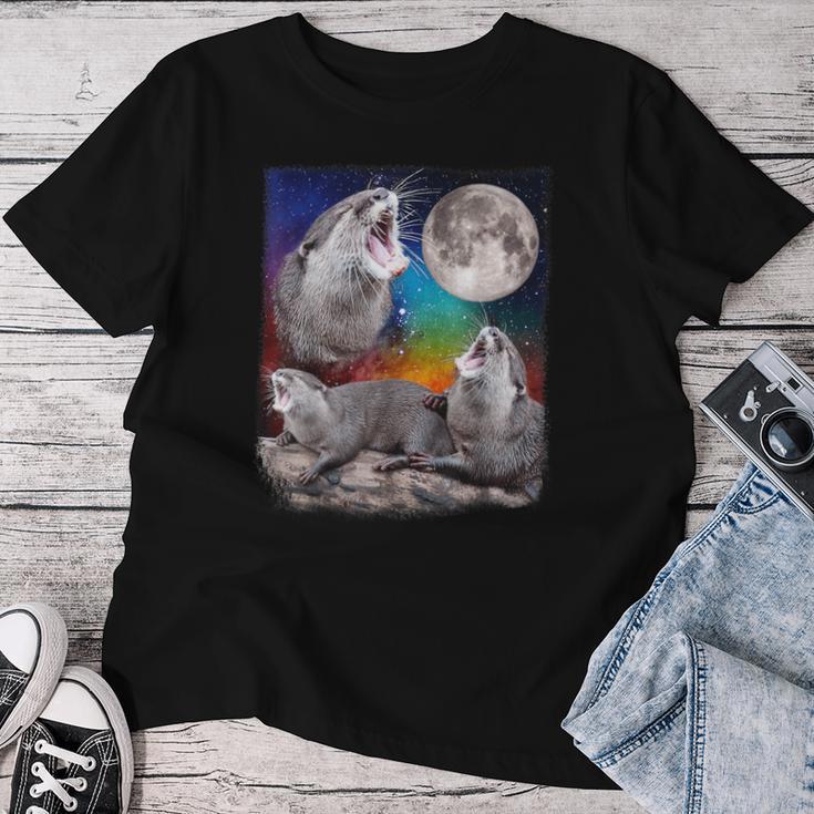 Howling Wolf Otter Moon Galaxy Parody T-shirt Frauen Lustige Geschenke