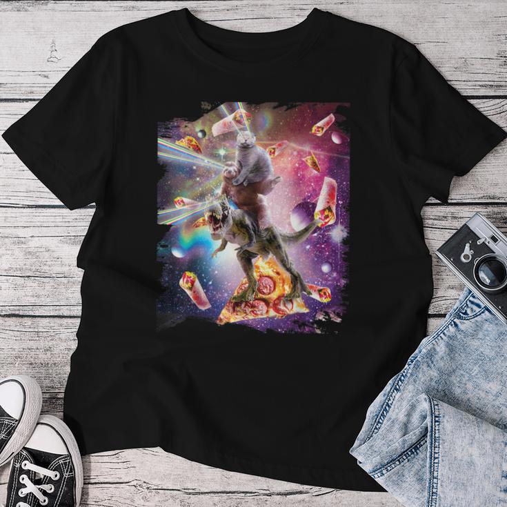 Laser Eyes Space Cat On Sloth Dinosaur Rainbow T-shirt Frauen Lustige Geschenke