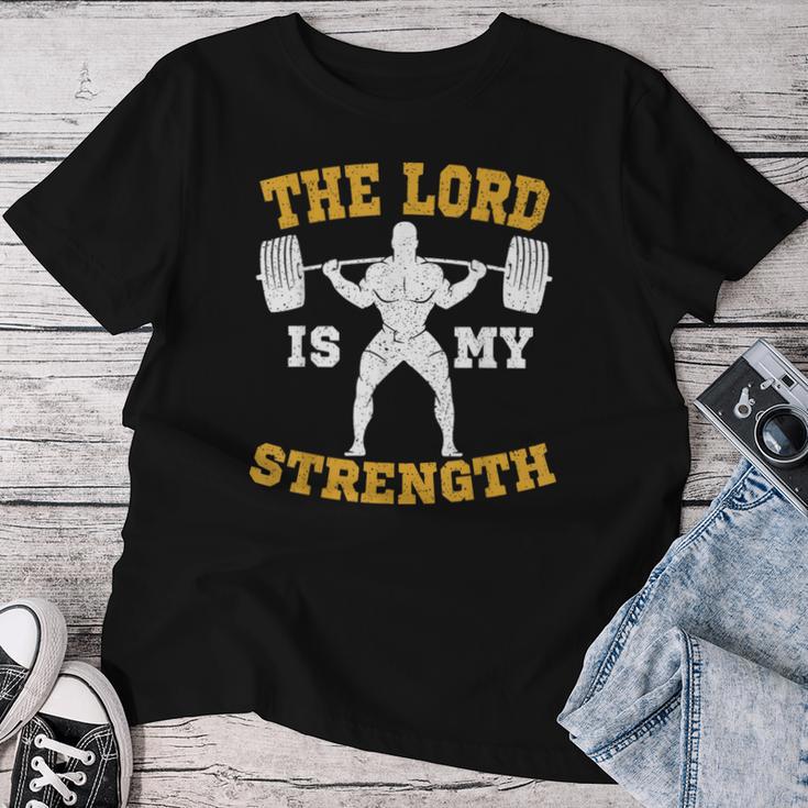 The Lord Is My Strength Christian Gym Jesus Workout S T-shirt Frauen Lustige Geschenke