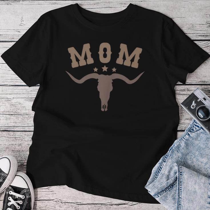 Mom Skull Highland Cow Boy Western Rodeo Family Matching Women T-shirt Funny Gifts
