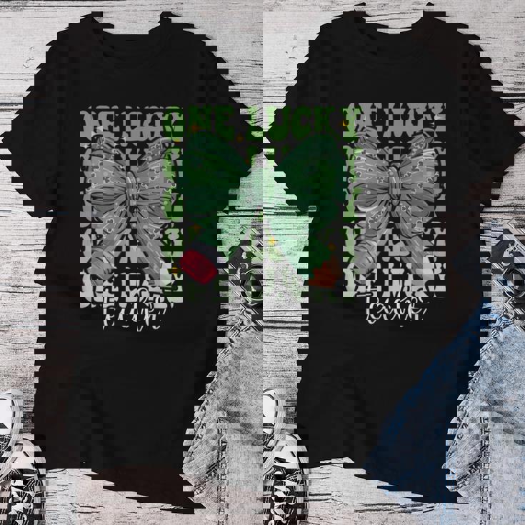 One Lucky Teacher Coquette Bow St Patricks Day Teacher Women T-shirt Unique Gifts