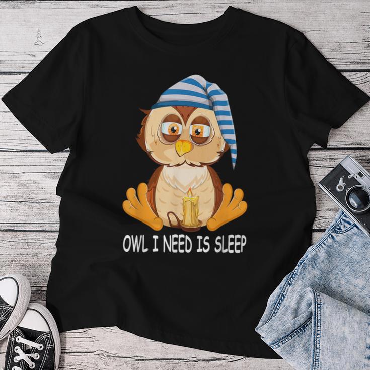 Owl Night Owl Sleeping Cap Nightgown Pyjamas Owl T-shirt Frauen Lustige Geschenke