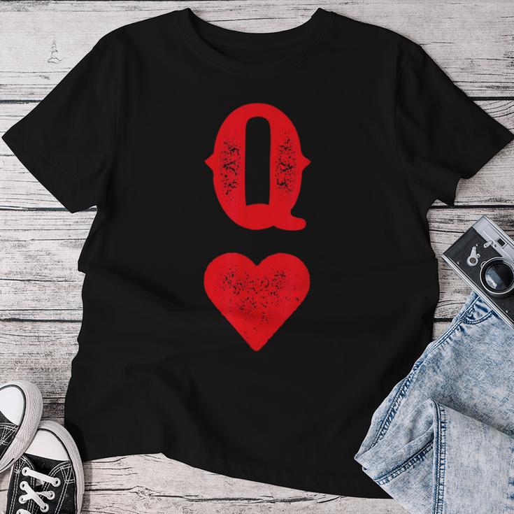 Queen Of Hearts Game Cards Poker Matching Couples S T-shirt Frauen Lustige Geschenke