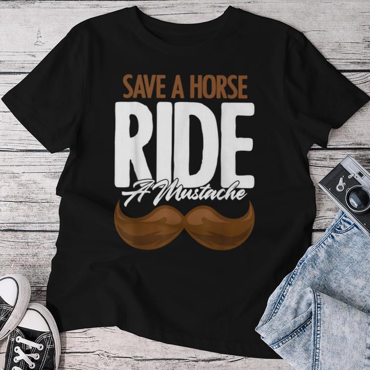 Save A Horse Ride A Mustache Statment Headband Facial Hair T-shirt Frauen Lustige Geschenke