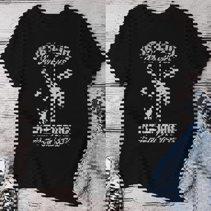 Solo Una Chica Que Ama La Pole Dance Y Los Gatos Pole Dancing Girl Camiseta de mujer Regalos divertidos