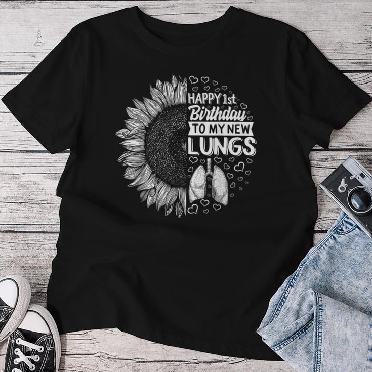 Survivor Of Lung Transplantation Happy 1St Birthday My New Lunge T-shirt Frauen Lustige Geschenke