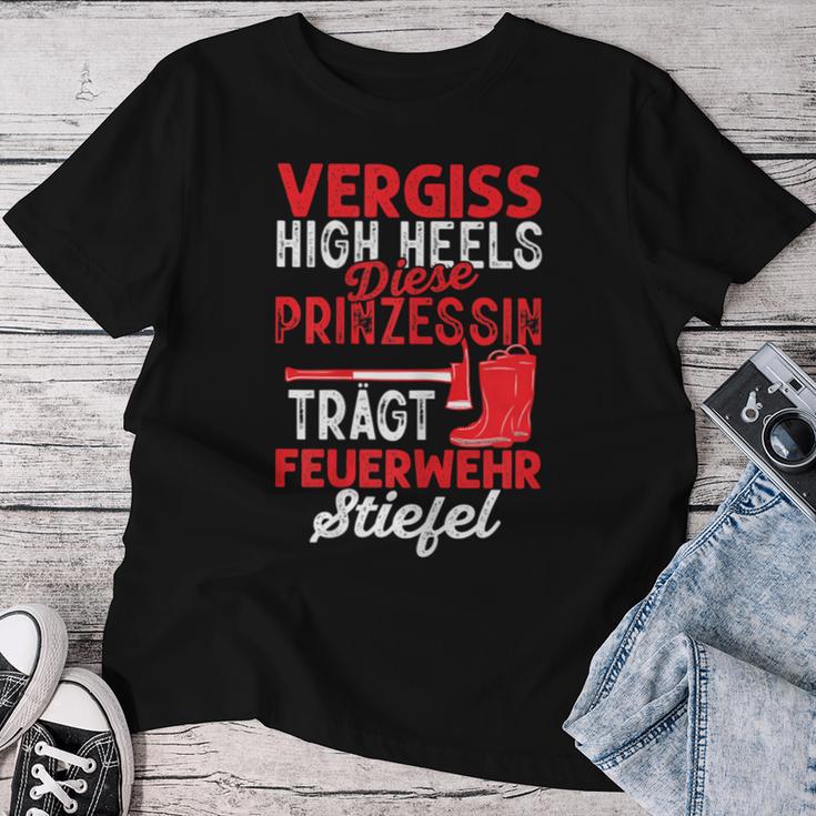 Women's Diese Prinzessin Trägt Feuerwehr Stiefel German T-shirt Frauen Lustige Geschenke