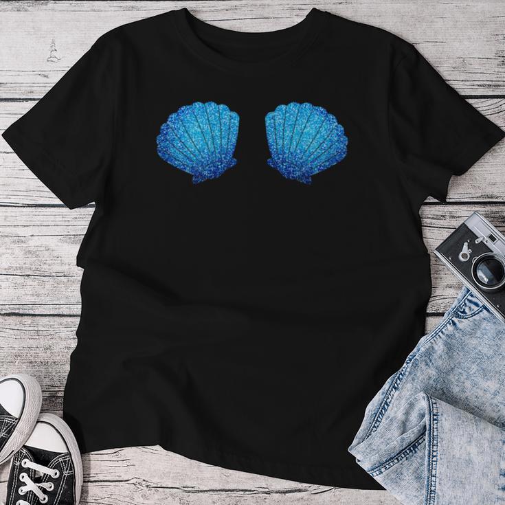 Women's Shell Bra Mermaid Carnival Blue T-shirt Frauen Lustige Geschenke