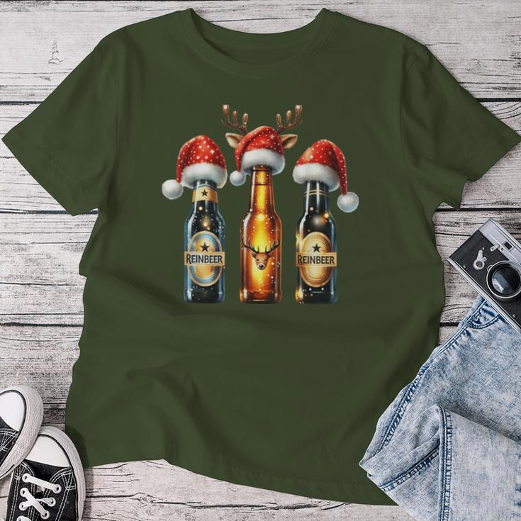 Christmas Beer Bottles With Christmas Hat Beer T-shirt Frauen Lustige Geschenke