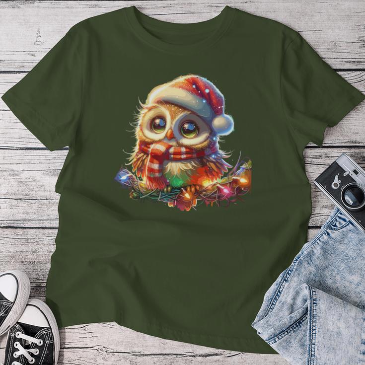 Christmas Hat Owl T-shirt Frauen Lustige Geschenke