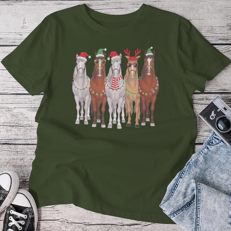 Christmas Horses Winter Pony Riding T-shirt Frauen Lustige Geschenke