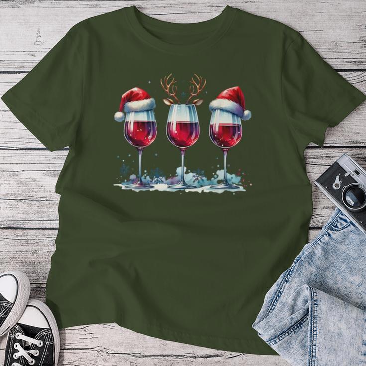 Christmas Red Wine Merry Christmas Reindeer Women's T-shirt Frauen Lustige Geschenke