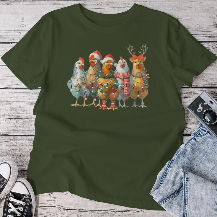 Chicken Christmas Lights Cute Farm Animal T-shirt Frauen Lustige Geschenke