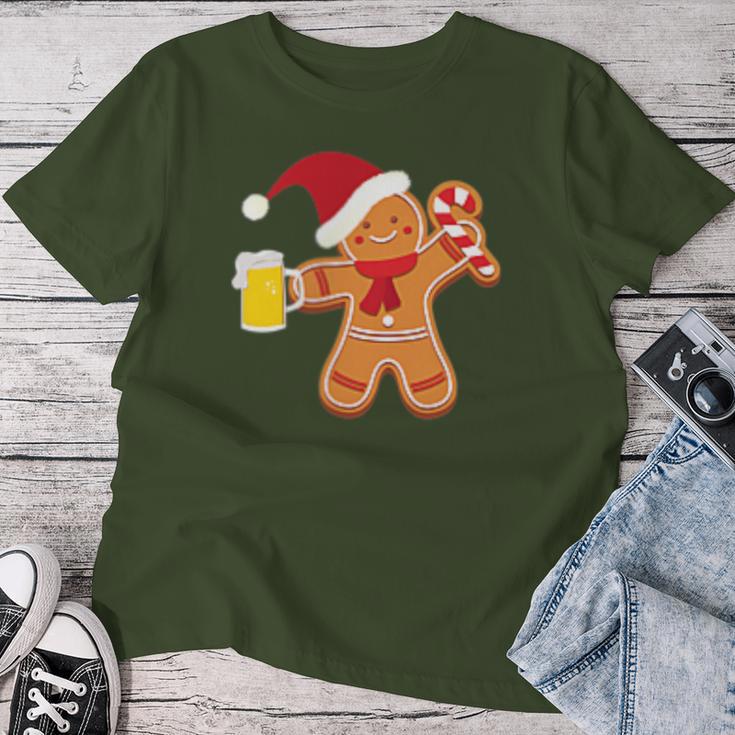 Gingerbread Man With Beer Christmas Xmas Jumper T-shirt Frauen Lustige Geschenke