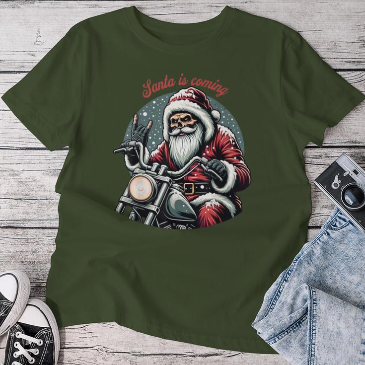 Motorcycle Santa Claus Biker Christmas & Women T-shirt Frauen Lustige Geschenke