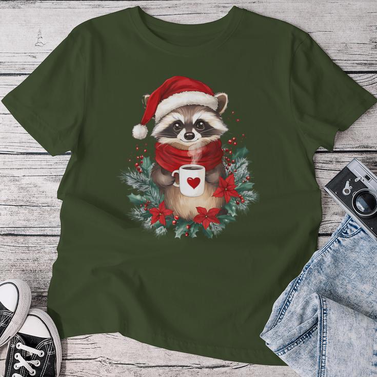 Raccoon Coffee Children Christmas Raccoon T-shirt Frauen Lustige Geschenke