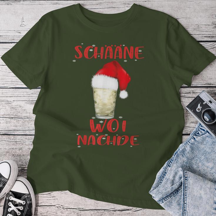 Schääne Woi Nachde Woinachde Christmas Wine Riesling T-shirt Frauen Lustige Geschenke