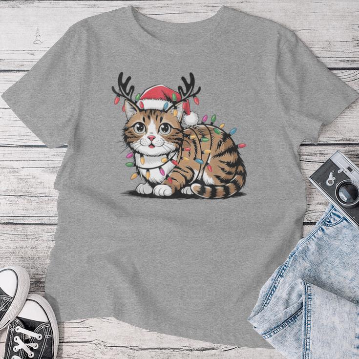 Christmas Children Cat Christmas Lights T-shirt Frauen Lustige Geschenke