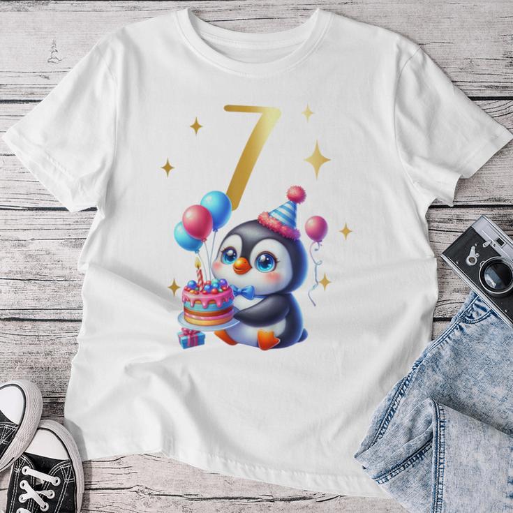 Children's Birthday 7 Girl Penguin Animals Party 7 Years Old T-shirt Frauen Lustige Geschenke