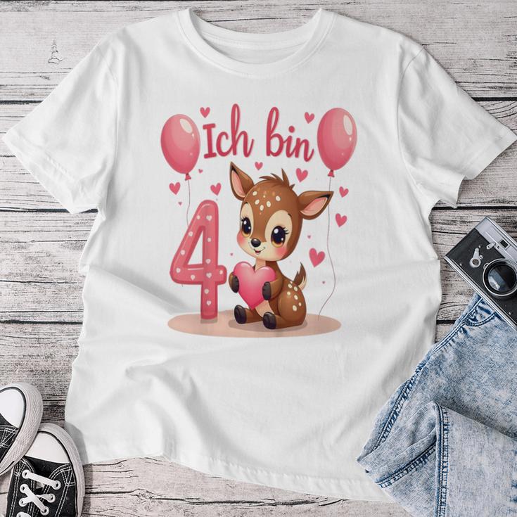 Children's Cute Deer I Am 4 Children's Birthday 4Th Birthday Girl T-shirt Frauen Lustige Geschenke