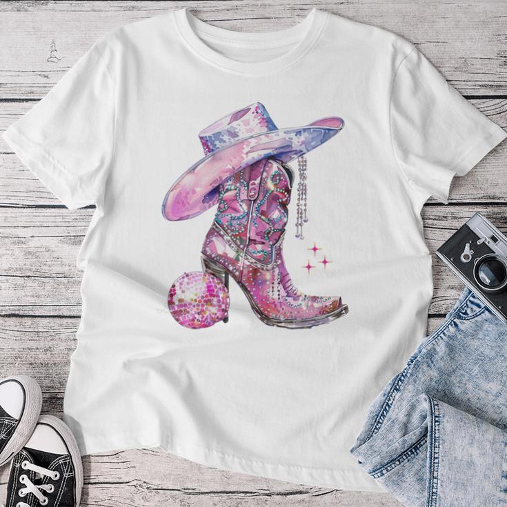 Cute Pink Cowgirl Boots Disco Western Country Cow Girls T-shirt Frauen Lustige Geschenke