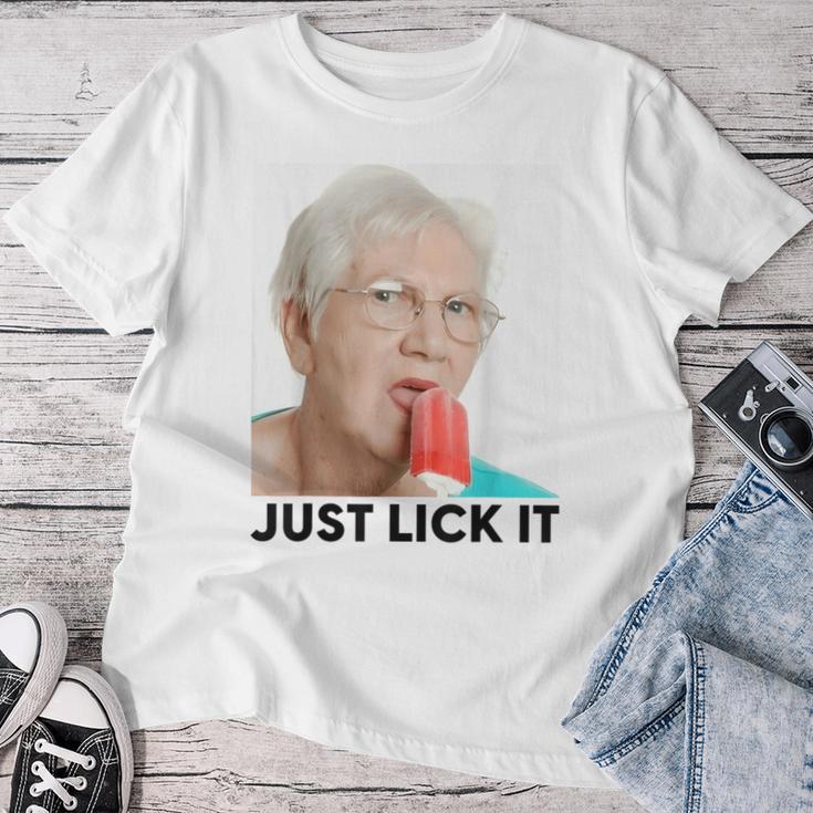 Grandma Just Lick It Grandma Licks Ice Meme Ice Lovers Summer T-shirt Frauen Lustige Geschenke