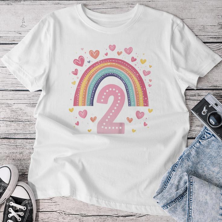 Kinder Geburtstag 2 Mädchen Regenbogen Fee Zwei 2 Jahre T-shirt Frauen Lustige Geschenke