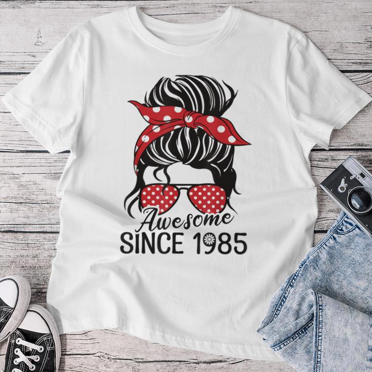 Vintage Awesome Since 1985 Woman And Girl Born 1985 Gray T-shirt Frauen Lustige Geschenke