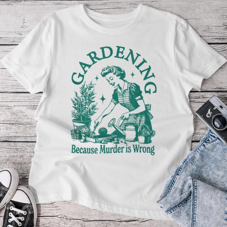 Vintage Love Plant Gardening Lady Because Murder Falsch Ist T-shirt Frauen Lustige Geschenke