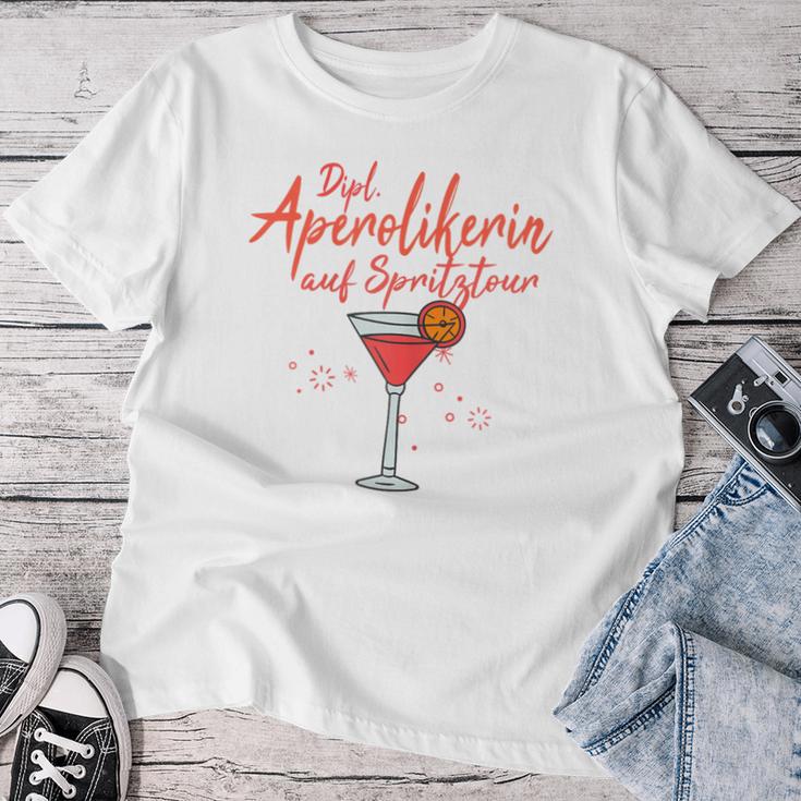 Women's Dipl Aperolian On Spritztour Humour Fun S T-shirt Frauen Lustige Geschenke