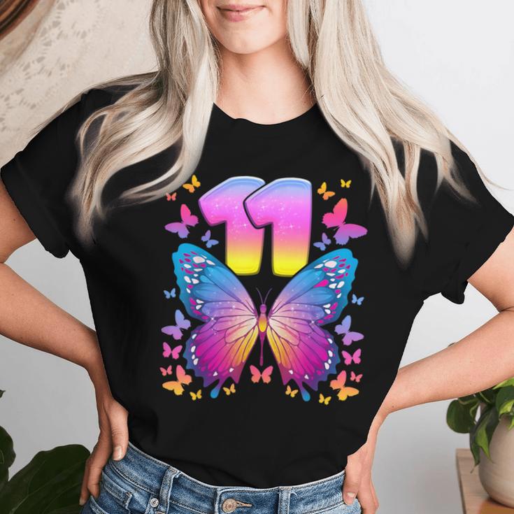 11Th Birthday Girl 11 Years Butterfly Number 11 T-shirt Frauen Geschenke für Sie