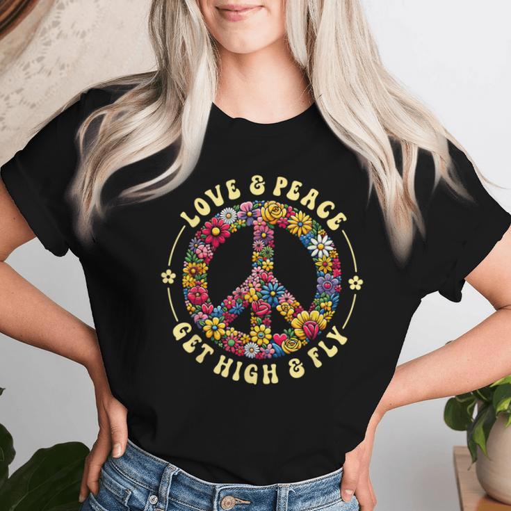 70S Flower Power Love Peace Hippie Costume T-shirt Frauen Geschenke für Sie