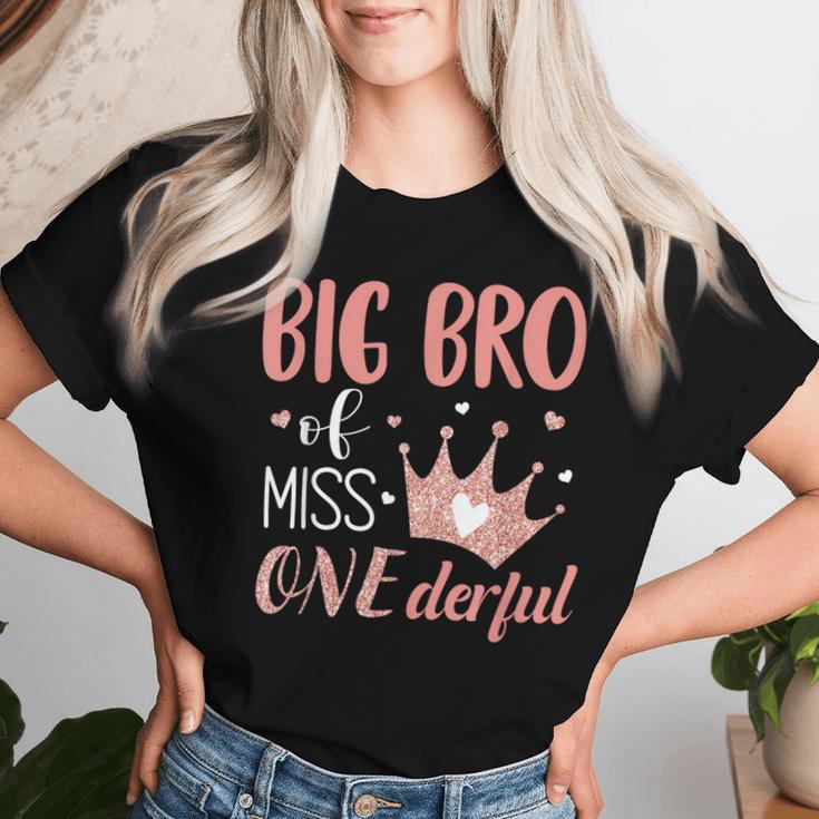 Big Brother Of Miss Onederful 1St Birthday Girl First One-Derful T-shirt Frauen Geschenke für Sie