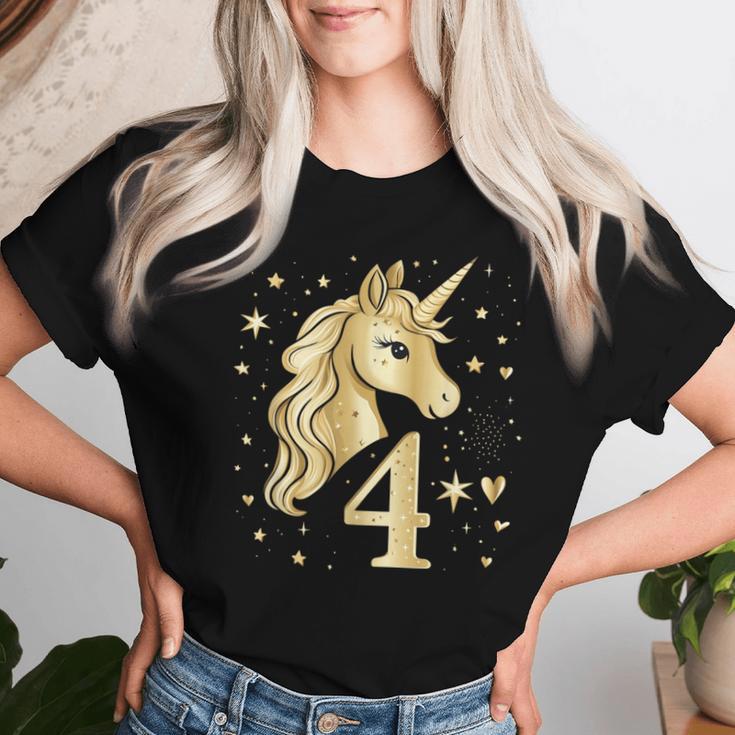 Birthday 4 Years Girls' Unicorn Outfit 4Th Birthday T-shirt Frauen Geschenke für Sie