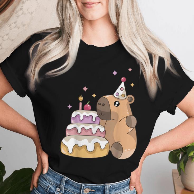 Capybara Cake Happy Birthday Animal Rodent Boy Girl Child T-shirt Frauen Geschenke für Sie