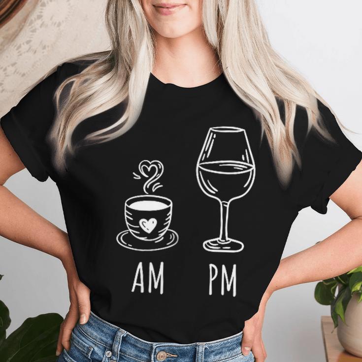 Am Coffee Pm Wine Drink Wine Loveino T-shirt Frauen Geschenke für Sie