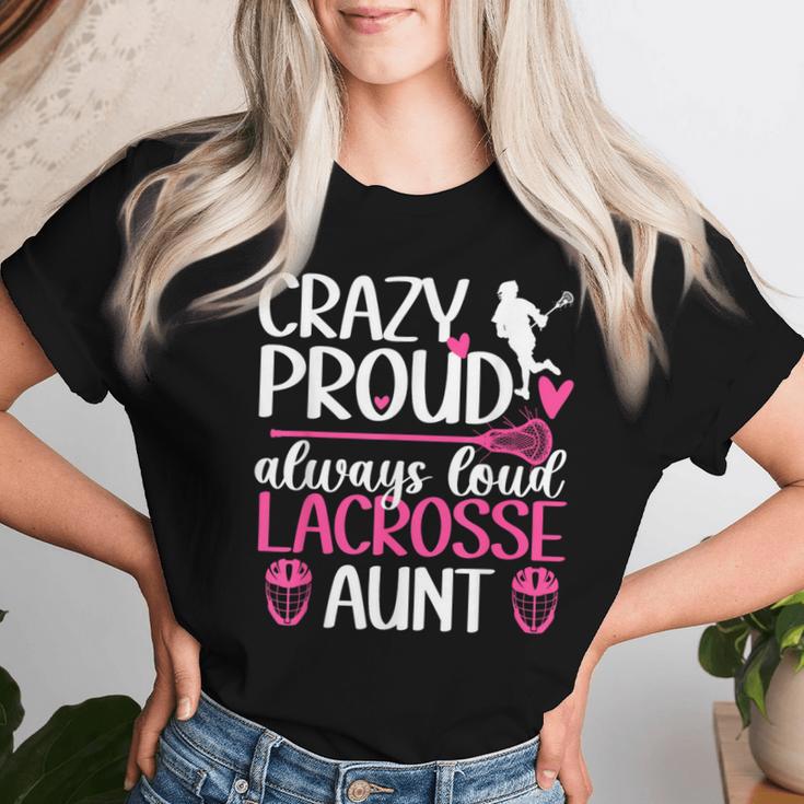 Crazy Proud Lacrosse Aunt Of A Lacrosse Player Auntie Women T-shirt Gifts for Her