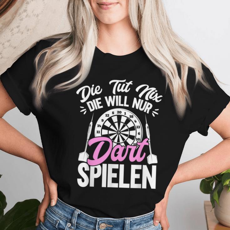 Die Will Nur Dart Spielen Dartboard Women's Darts T-shirt Frauen Geschenke für Sie