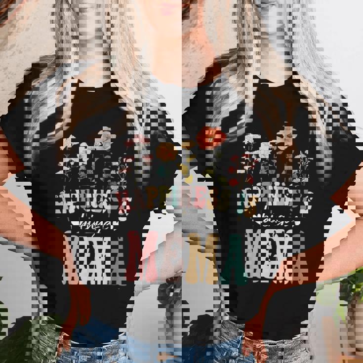 Happiness Is Being A Mema Floral Mema Mother's Day Women T-shirt Gifts for Her