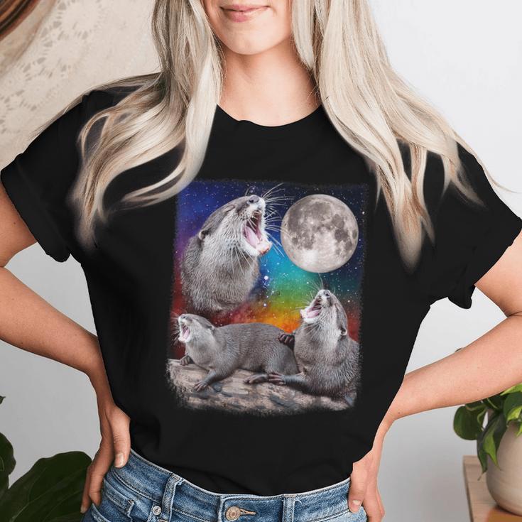 Howling Wolf Otter Moon Galaxy Parody T-shirt Frauen Geschenke für Sie