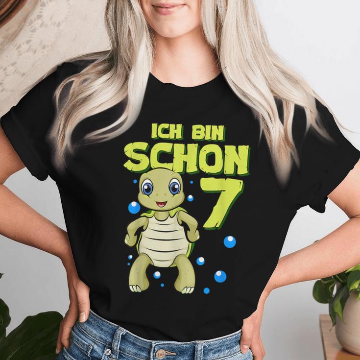 Ich Bin Schon 7 Years Boy Girl Birthday Turtle T-shirt Frauen Geschenke für Sie