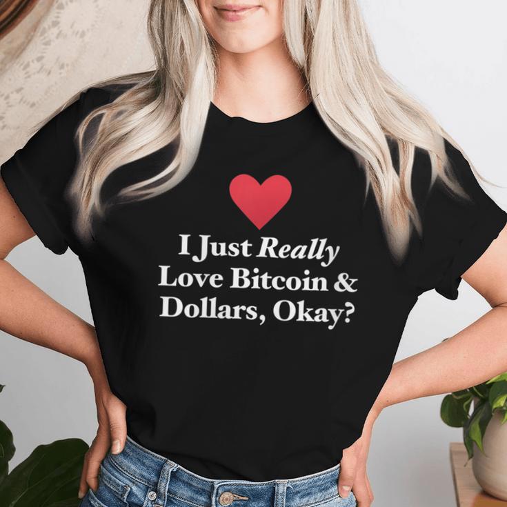 J'aimeraiment Les Bitcoins Et Les Dollars D'accord Trading Amusant T-shirt femme Cadeaux pour elle