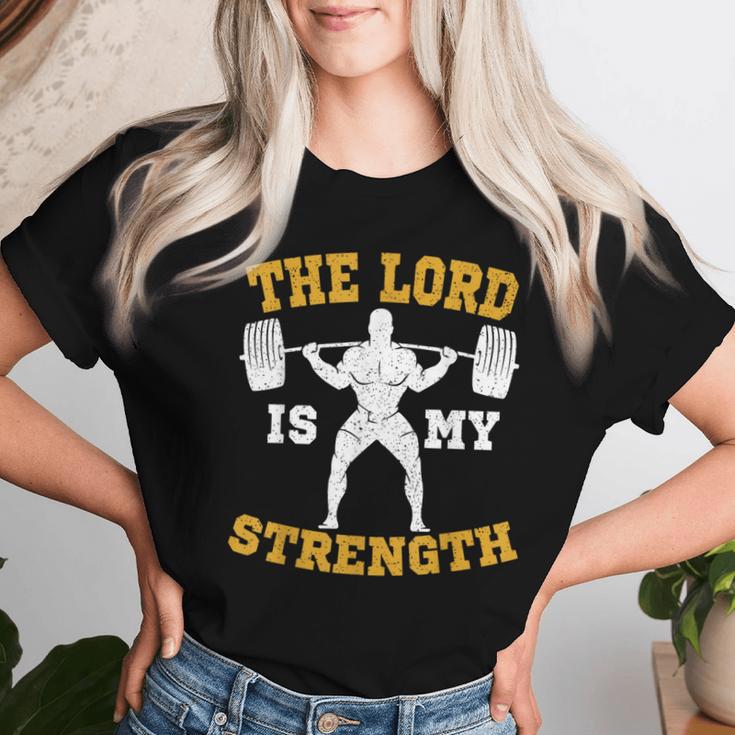 The Lord Is My Strength Christian Gym Jesus Workout S T-shirt Frauen Geschenke für Sie