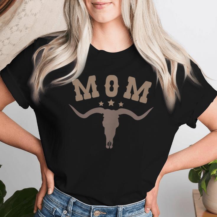Mom Skull Highland Cow Boy Western Rodeo Family Matching Women T-shirt Gifts for Her