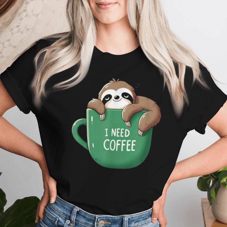 I Need Coffee Sloth Coffee Tired Sleeping T-shirt Frauen Geschenke für Sie