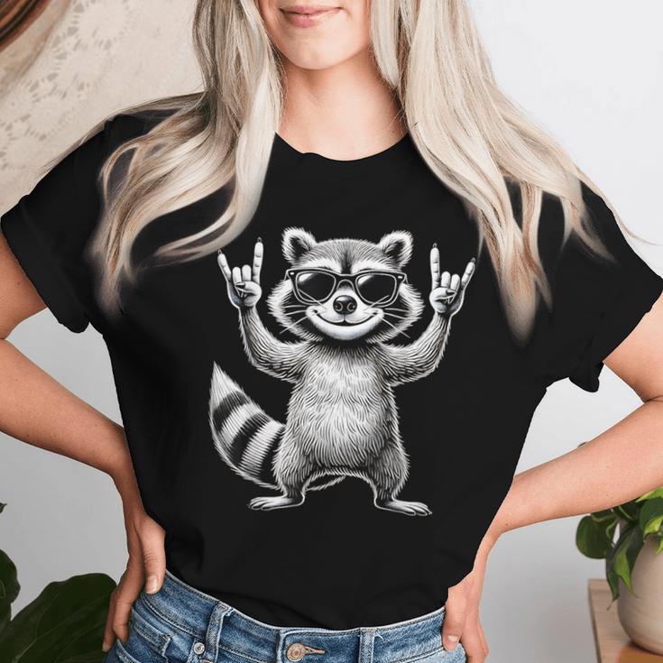 Retro Raccoon Rock Music Children Raccoon T-shirt Frauen Geschenke für Sie