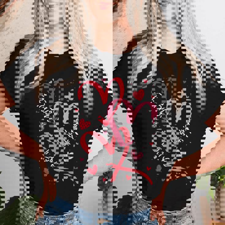 Valentine's Day Christian Faith Hope Love Hearts Religious Women T-shirt Gifts for Her