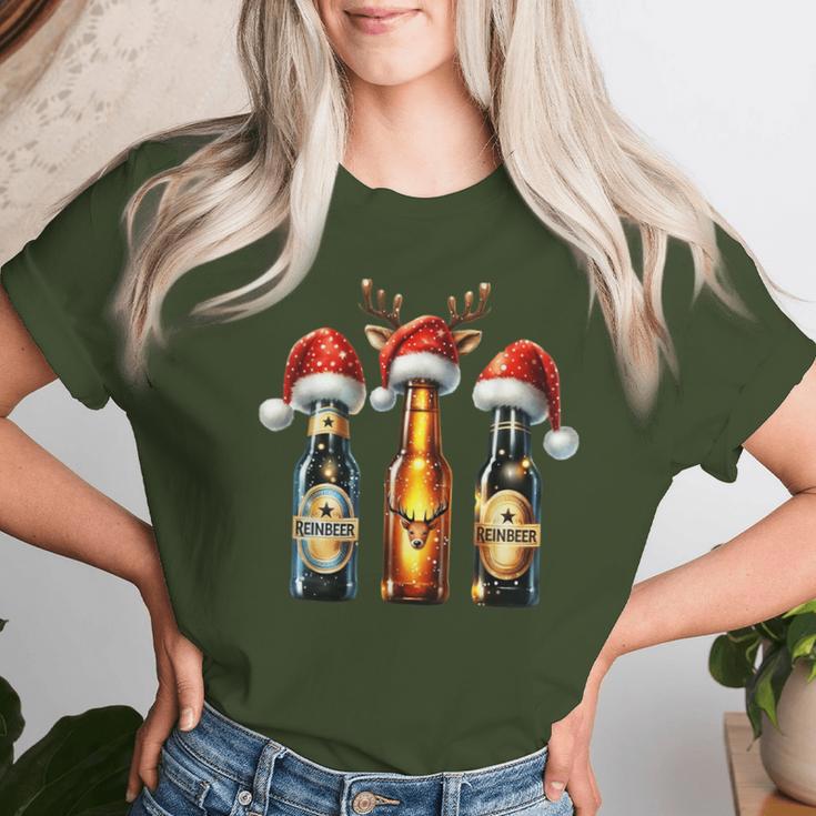 Christmas Beer Bottles With Christmas Hat Beer T-shirt Frauen Geschenke für Sie