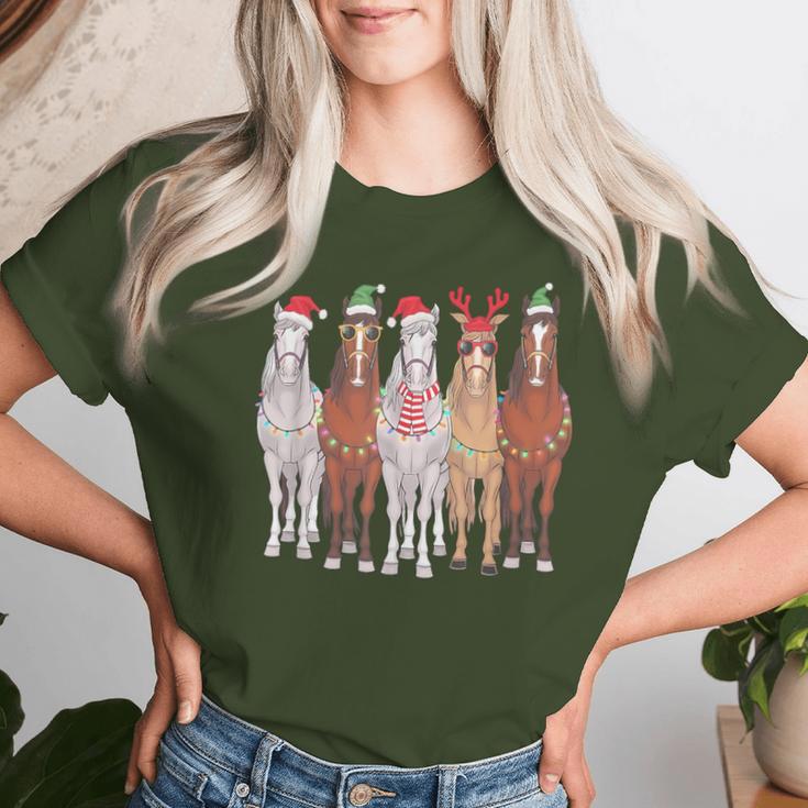 Christmas Horses Winter Pony Riding T-shirt Frauen Geschenke für Sie